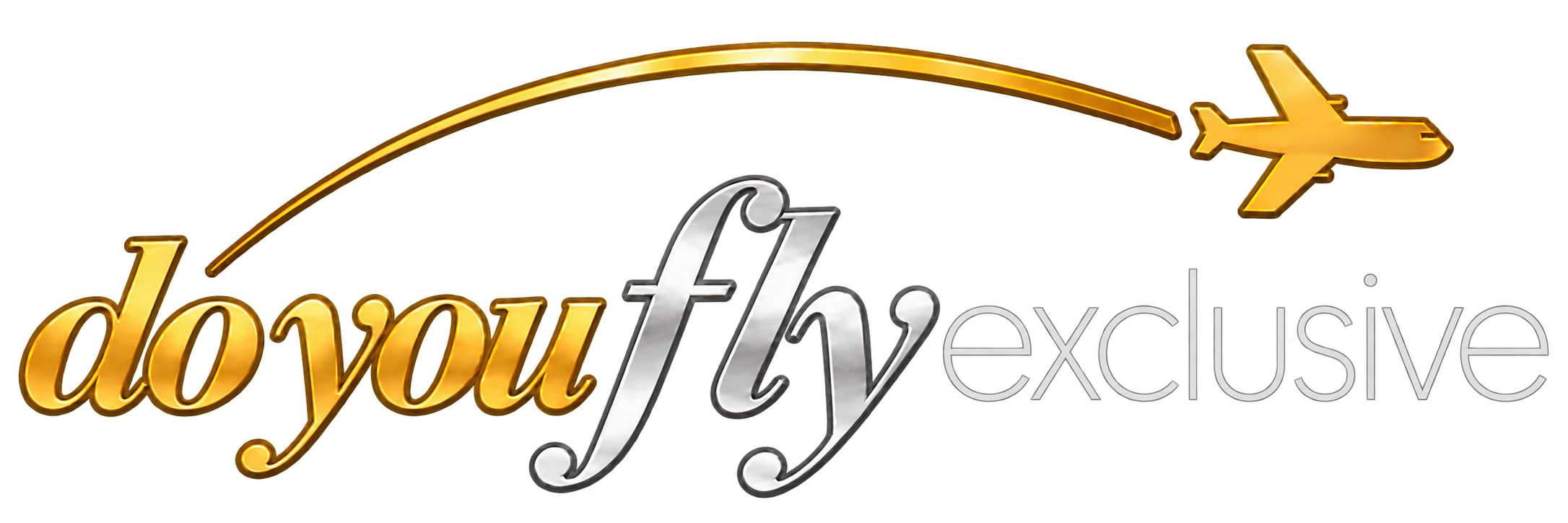 Do You Fly Exclusive logo with gold flight path and jet